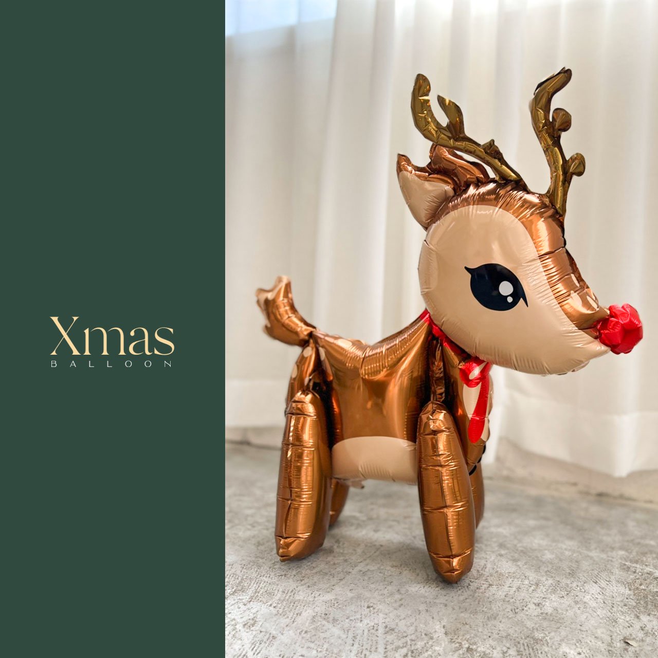 Reindeer Xmas Balloon - トナカイお散歩バルーン - クリスマスバルーン飾り付け&プレゼント