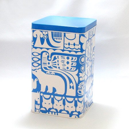 フィンランド雑貨 マリメッコのアニマル柄の缶 B品 Seo ブルー サンプルショップ