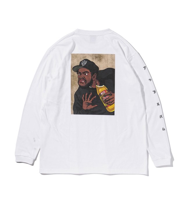 APPLEBUM（アップルバム) Doughboy L/S T-shirt (White) |  西海岸ギャングスタ・ラップのパイオニアの一人にして俳優としても評価の高い「Doughboy」を浮世絵で表現したロングスリーブTシャツ - birnest
