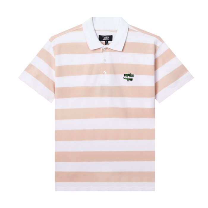 Tired（タイレッド） / THE GATOR STRIPED POLO(White/Pink)