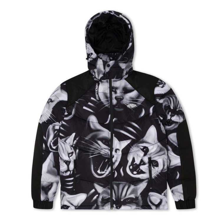 RIP N DIP (リップンディップ) Neon Cat Puffer Jacket (Black) の通販