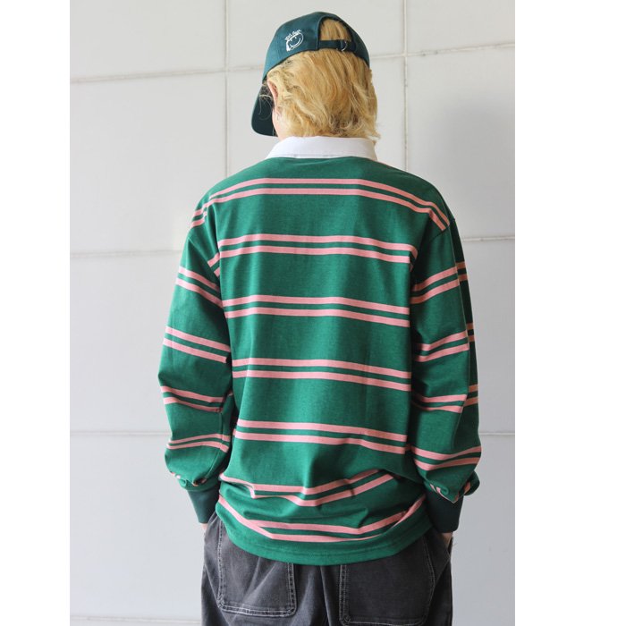 FTC (エフティーシー）PRINTED STRIPE RUGBY SHIRT (Green) の通販