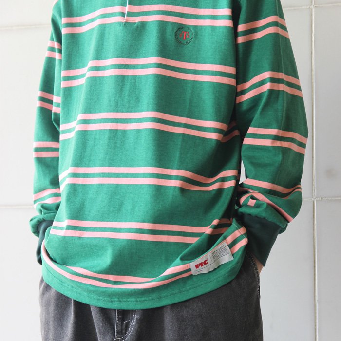 FTC (エフティーシー）PRINTED STRIPE RUGBY SHIRT (Green) の通販