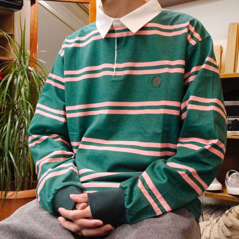 FTC (エフティーシー）PRINTED STRIPE RUGBY SHIRT (Green) の通販