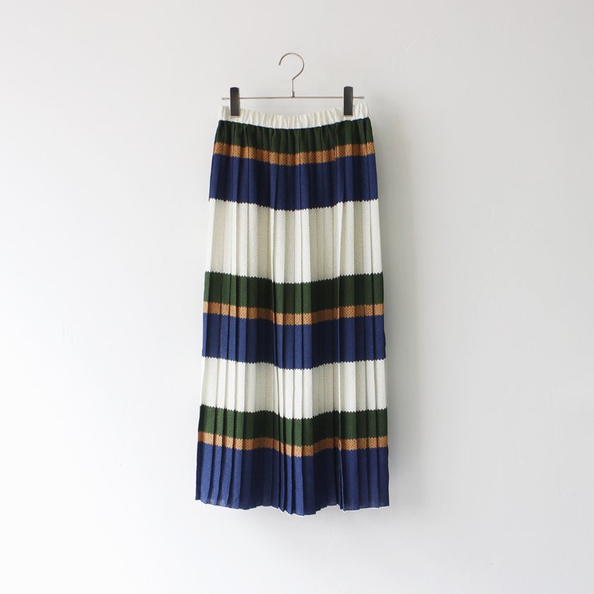MANON Original Knit Border Print Pleats Skirt