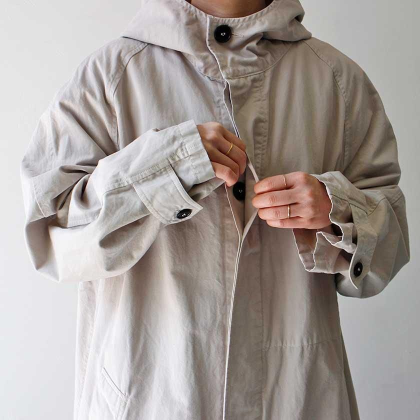 HTS COTTON PEACHSKIN OVERDYED HOODED COAT