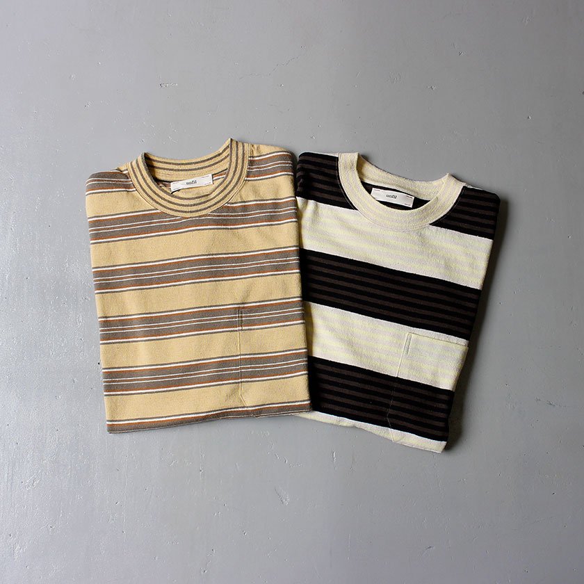 unfil cotton & silk striped pocket Tee