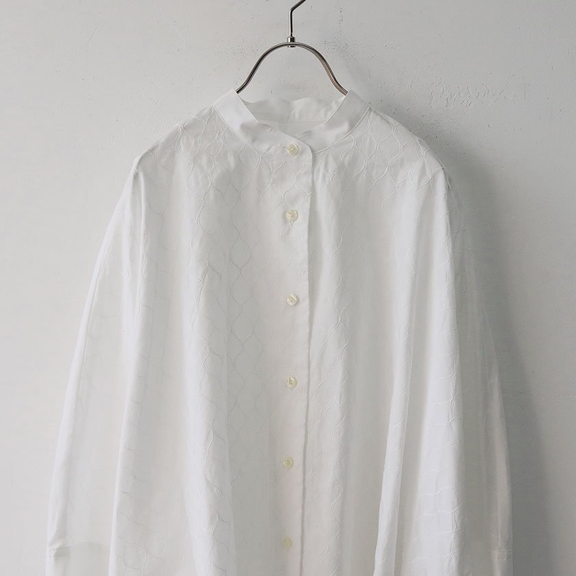 STAMP AND DIARY sitruuna刺繍 スタンドカラービッグワイドシャツ