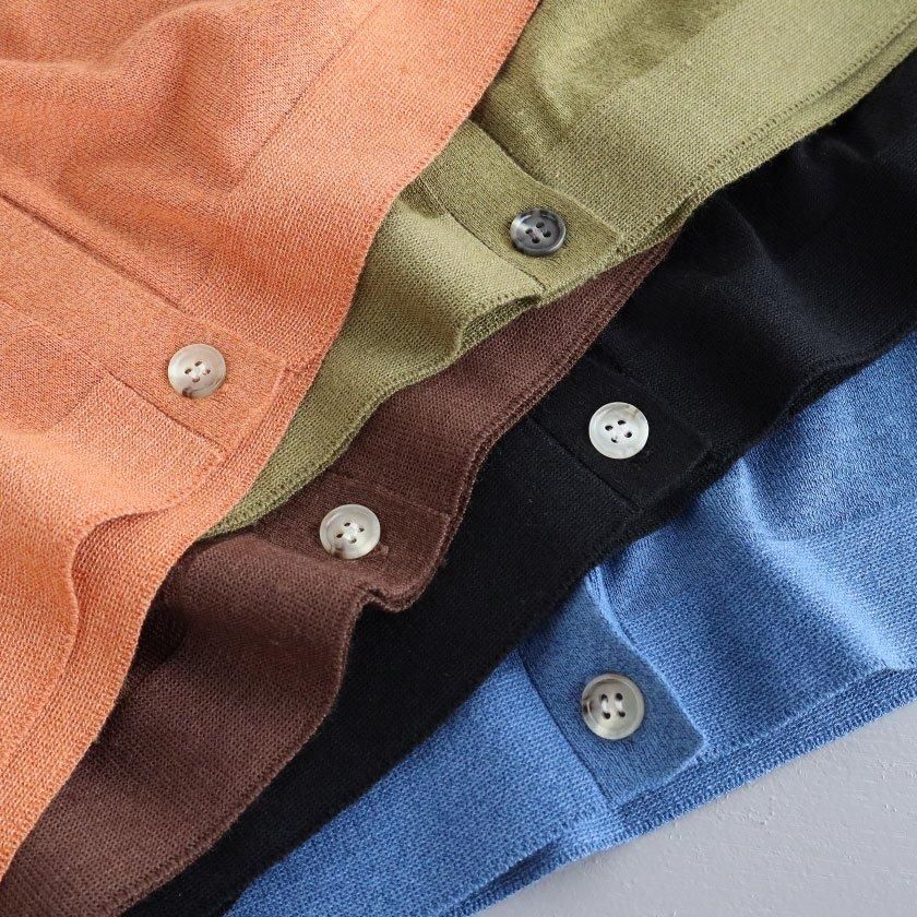 poora リネンブレンド Crew-neck Gather-cuff カーディガン の