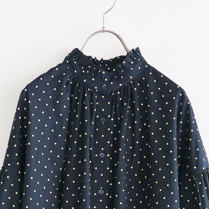 SOIL 40'S POPLIN DOT PRINT FRILL COLLAR SHIRT