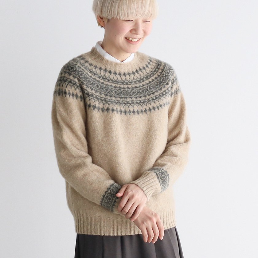 John Tulloch SHETLAND WOOL NORDIC CREW NECK PULLOVER