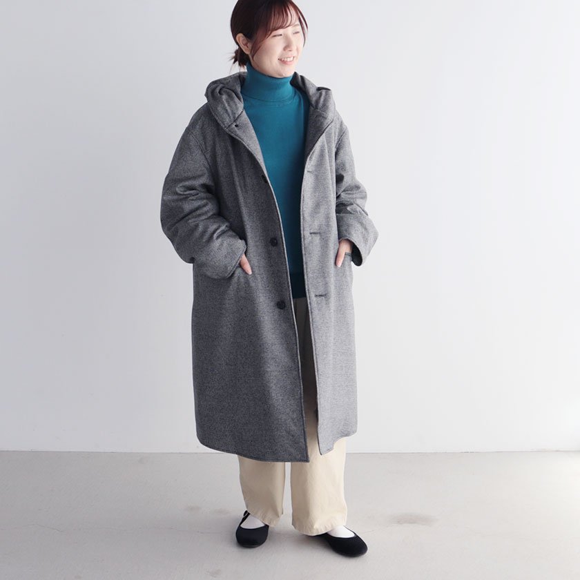 miffew WOOL HOODED DOWN COAT