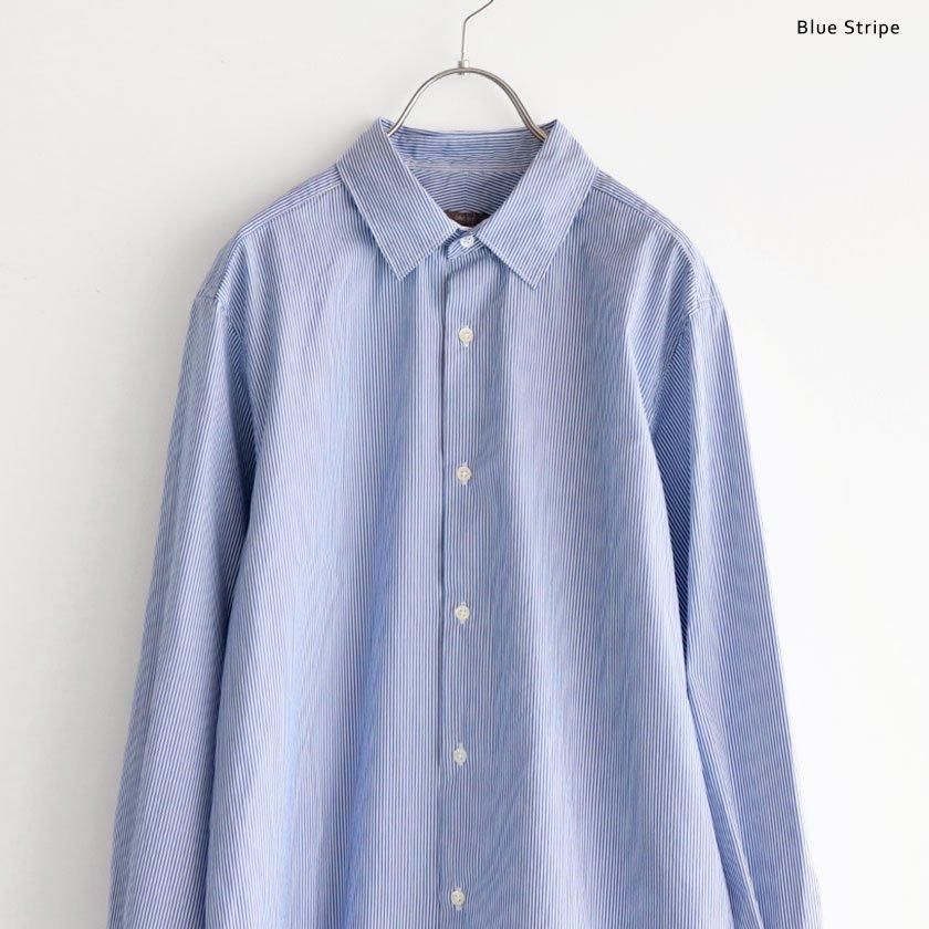 ORCHID ストライプ レギュラーカラー サイドプリーツシャツ の通販