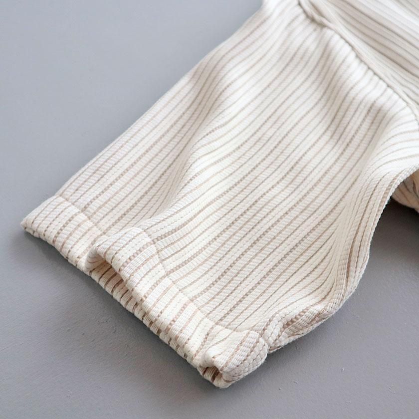 nonnotte Random Stripe Cord Jacquard Draping Half Sleeve