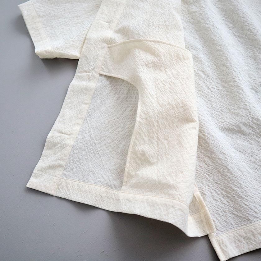 nononです nonnotte African Ground Seersucker Draping Half Sleeve Shirt