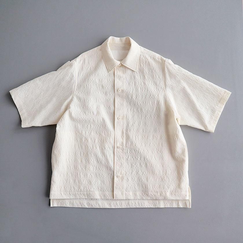 nonnotte African Ground Seersucker Draping Half Sleeve Shirt