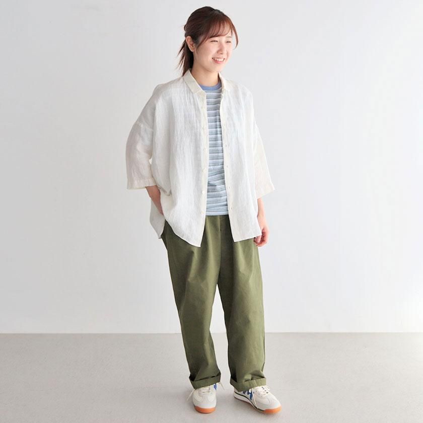 NATURAL LAUNDRY コットンリネンカルゼ ビッグチノパンツ の通販