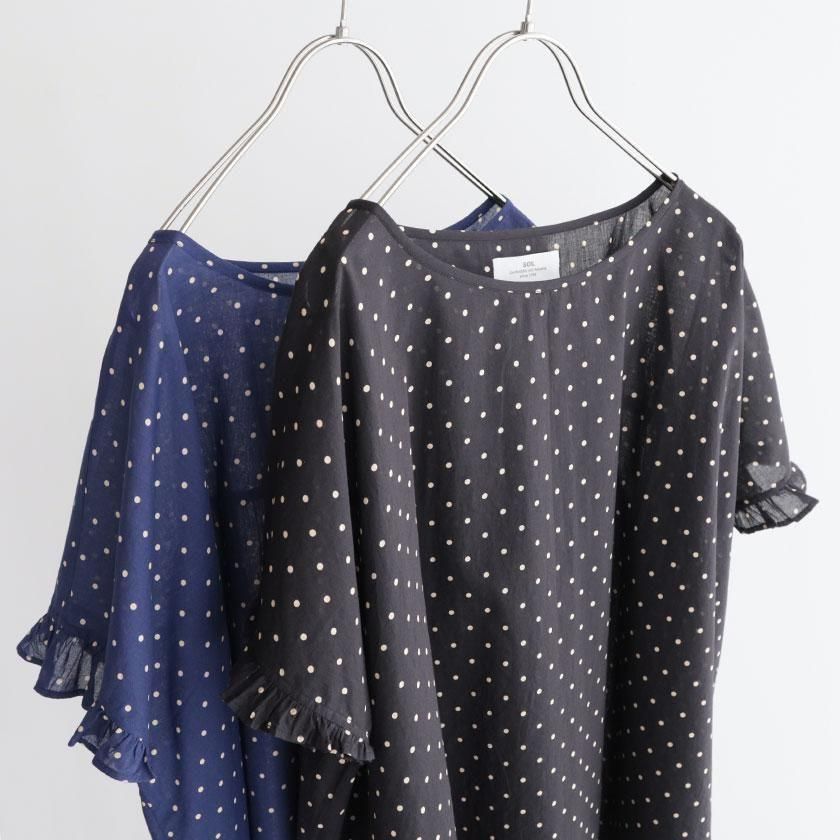 <img class='new_mark_img1' src='https://img.shop-pro.jp/img/new/icons14.gif' style='border:none;display:inline;margin:0px;padding:0px;width:auto;' />SOIL COTTON VOILE DOT PRINT GATHERED SMOCK