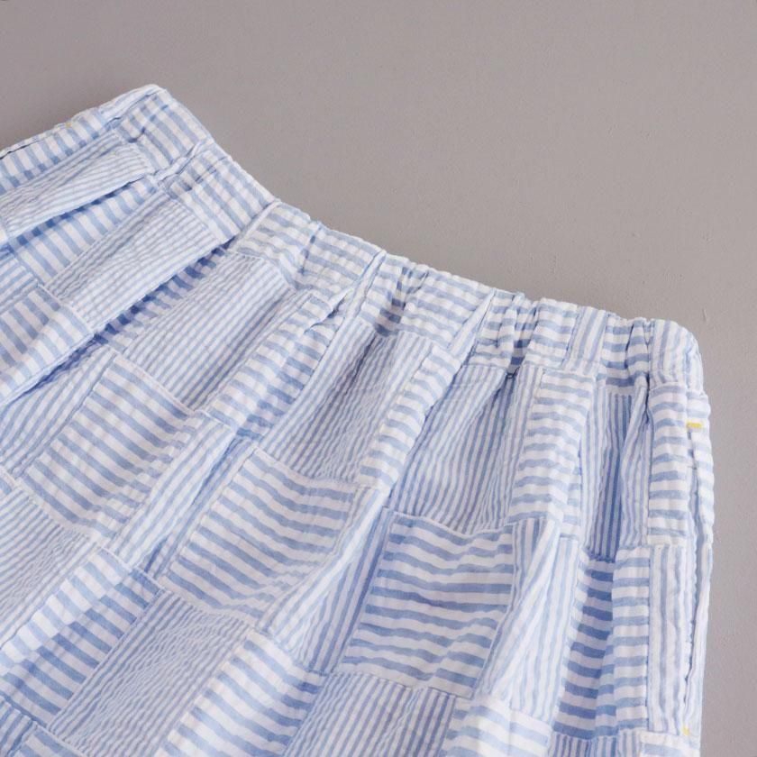 NATURAL LAUNDRY ストライプパッチワーク ギャザースカートの