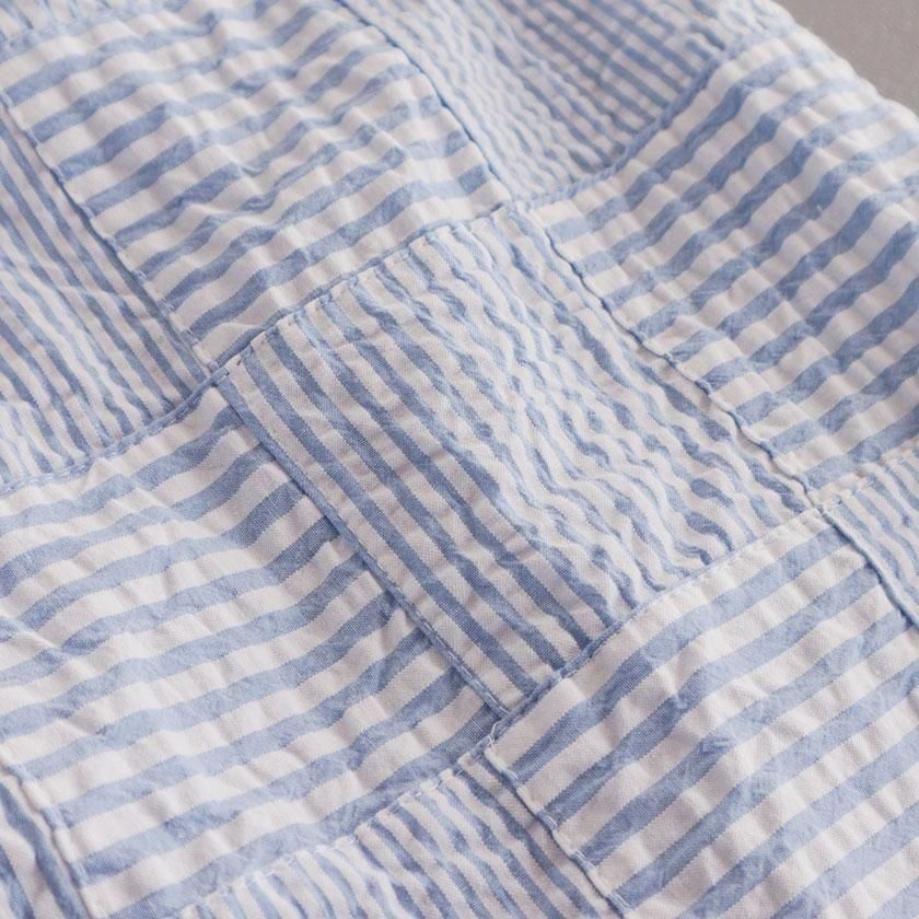 NATURAL LAUNDRY ストライプパッチワーク ギャザースカートの