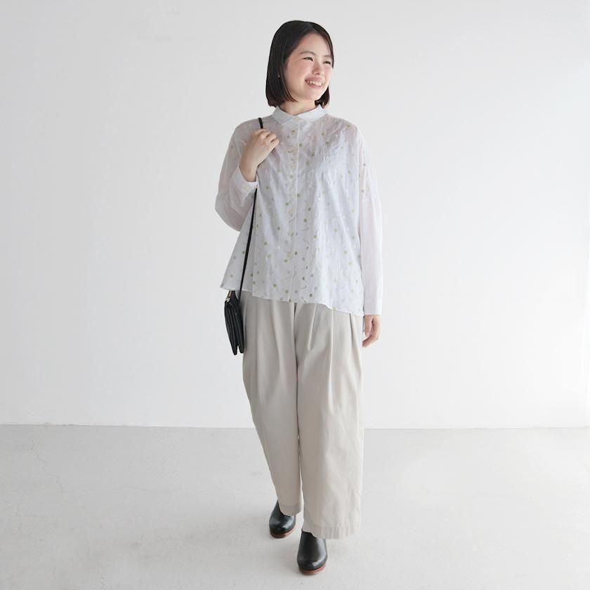 STAMP AND DIARY ラミーソルベ 刺繍ポプシクル シャツカラービッグシャツ