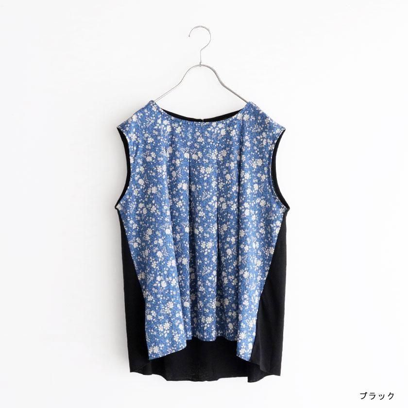 (20%OFF SALE) ヴァンドウェスト Vent d'ouest リバイバルリネン×LIBERTY ノースリーブブラウス VE14532 (2025SS 春夏) Vent d'ouest リバイバルリネン×LIBERTY ノースリーブブラウス