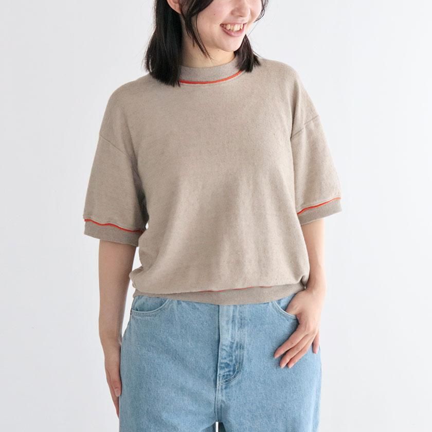 <img class='new_mark_img1' src='https://img.shop-pro.jp/img/new/icons14.gif' style='border:none;display:inline;margin:0px;padding:0px;width:auto;' />unfil linen & cotton pile-jersey half sleeve sweatshirt