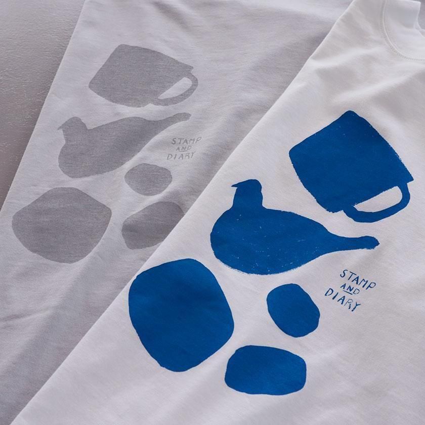 たまページ STAMP AND DIARY ハイマイクロコットン天竺 Cup of Tシャツ bird