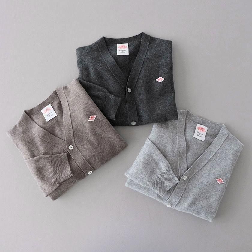 DANTON グレー カーディガン 34 ラムズウール　クリーニング済 DANTON ラムズウール Vネックニットカーディガンの通販。- AIDA