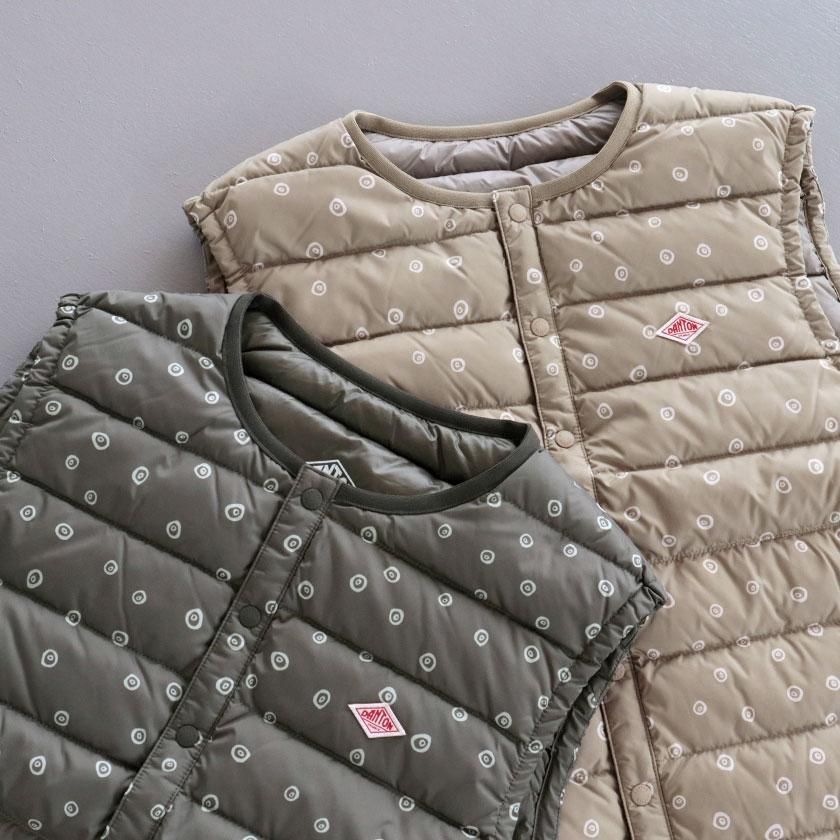 DANTON インナーダウン クルーネックベスト POLKA DOTの通販
