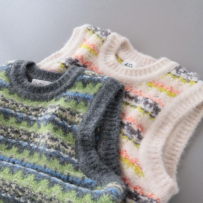 LE GLAZIK ジャカード クルーネックニットベスト の通販- AIDA ONLINE