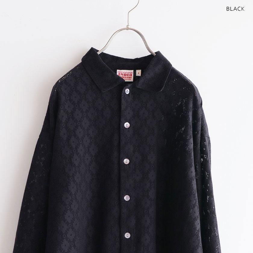 【値下げ】INDIA INDUSTRY レース編みシャツ 値下げ】INDIA INDUSTRY レース編みシャツ
