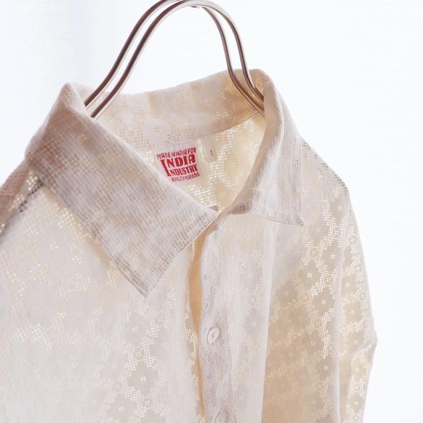 INDIA INDUSTRY　25ss レースシャツ アイボリー　極美品　完売品 INDIA INDUSTRY 25ss レースシャツ アイボリー 極美品 完売品
