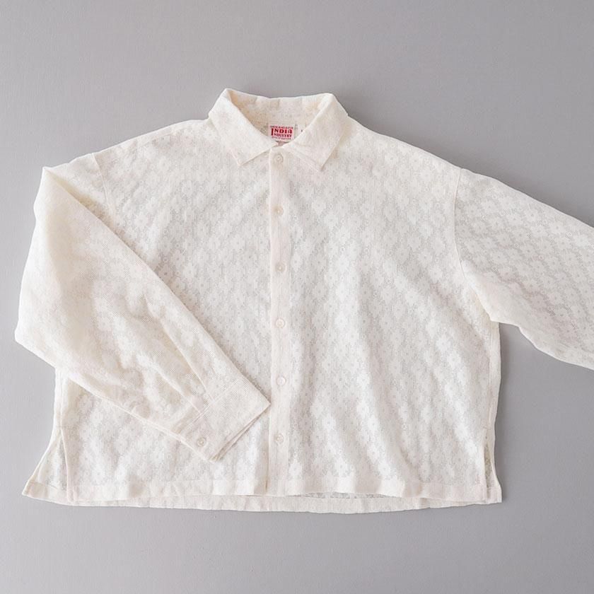 INDIA INDUSTRY レース編みシャツ INDIA INDUSTRY Geometry Lace Long Sleeve Shirt の通販