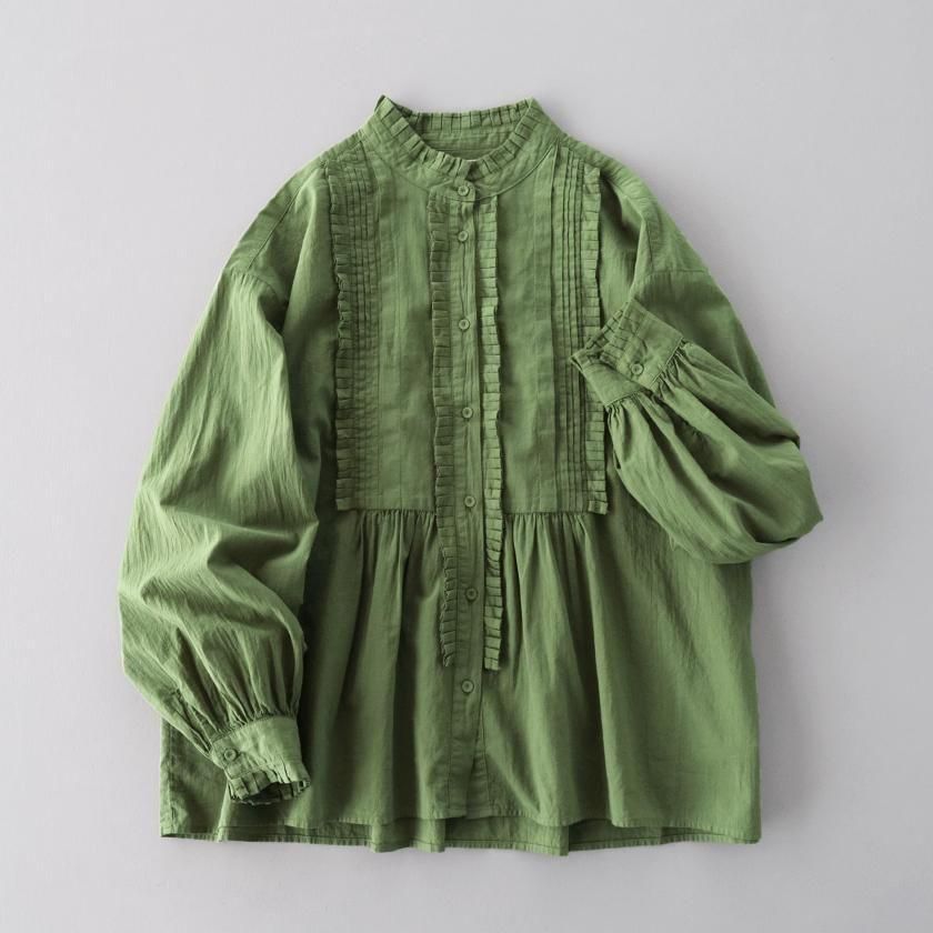 おくう tumugu: ふわふわコットン タックフリルブラウス の通販。- AIDA