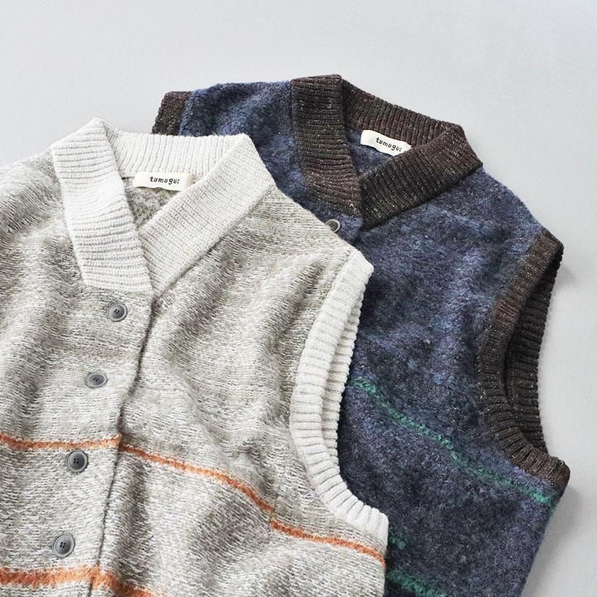 tumugu: ミックスヤーンバックジャガード ベスト の通販