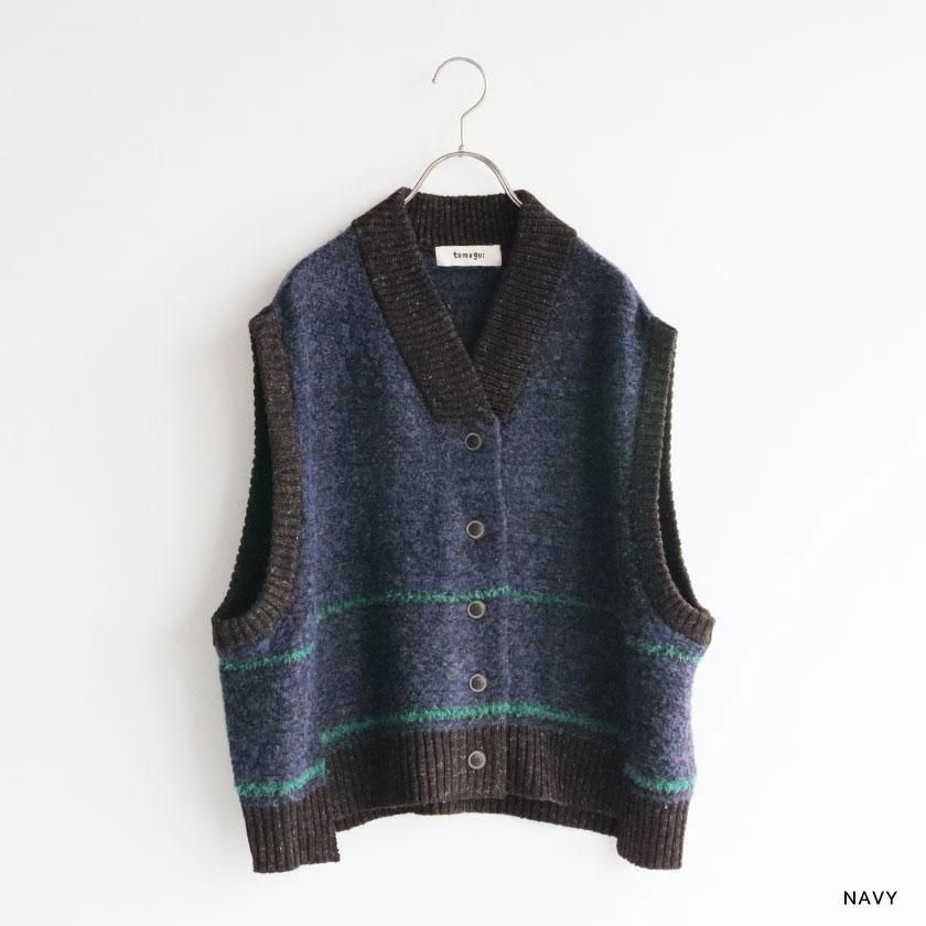tumugu: ミックスヤーンバックジャガード ベスト の通販