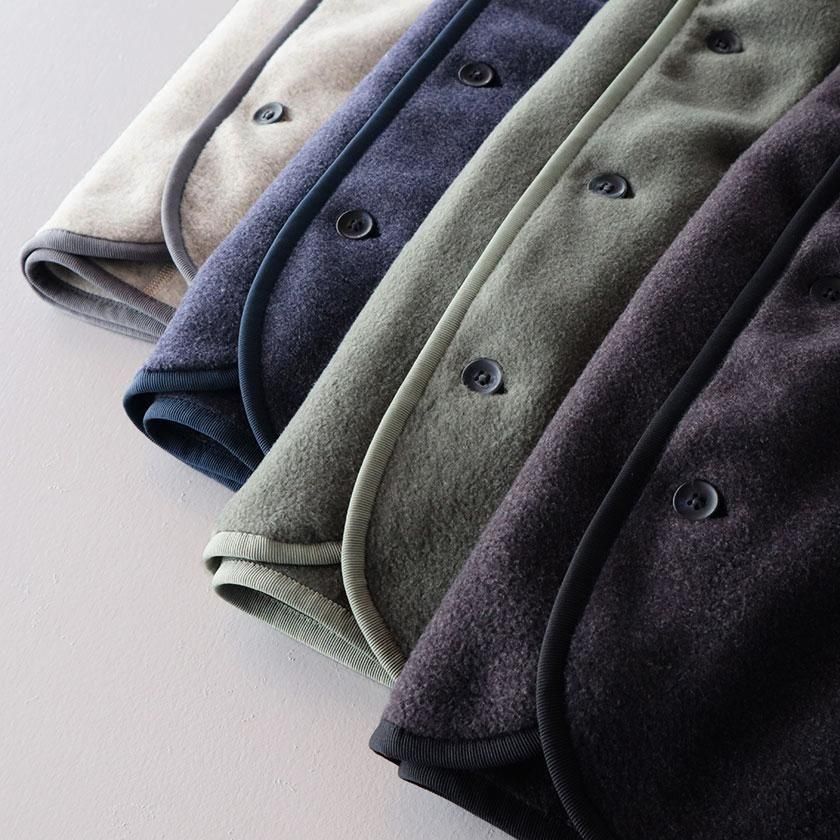 ORCHID フリースパイル ノーカラーラグランカーディガン