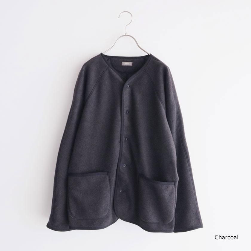 ORCHID フリースパイル ノーカラーラグランカーディガン