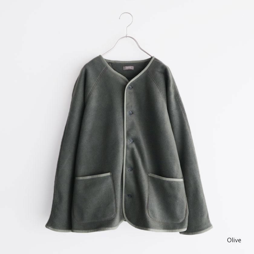 ORCHID フリースパイル ノーカラーラグランカーディガン