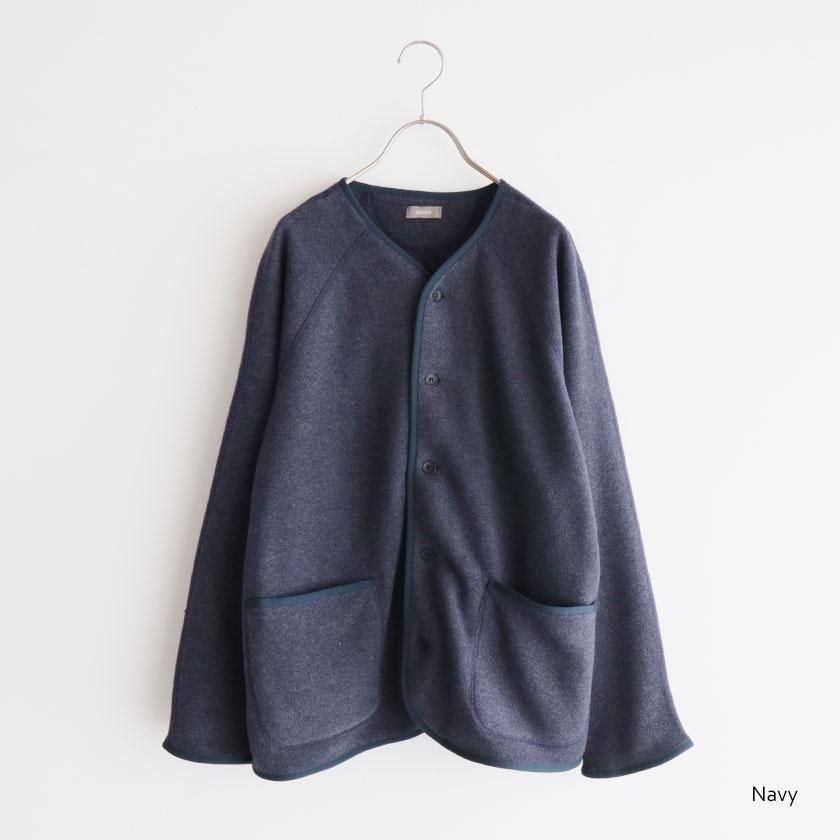 ORCHID フリースパイル ノーカラーラグランカーディガンジャケット の