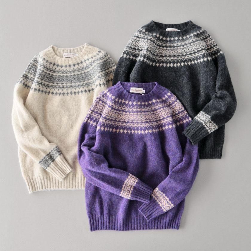 <img class='new_mark_img1' src='https://img.shop-pro.jp/img/new/icons14.gif' style='border:none;display:inline;margin:0px;padding:0px;width:auto;' />John Tulloch SHETLAND WOOL NORDIC CREW NECK PULLOVER