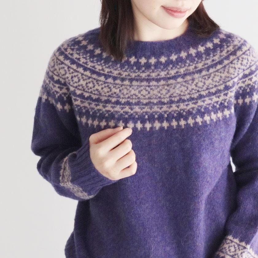 John Tulloch SHETLAND WOOL NORDIC CREW NECK PULLOVER