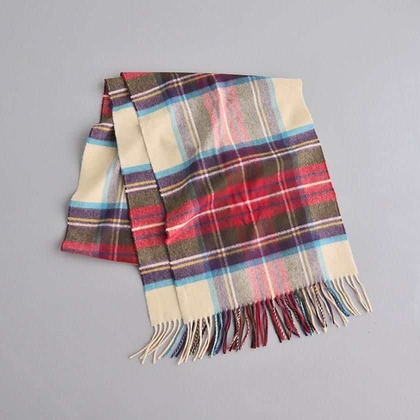 Johnstons of Elgin カシミヤ 中判チェックスカーフ の通販。- AIDA