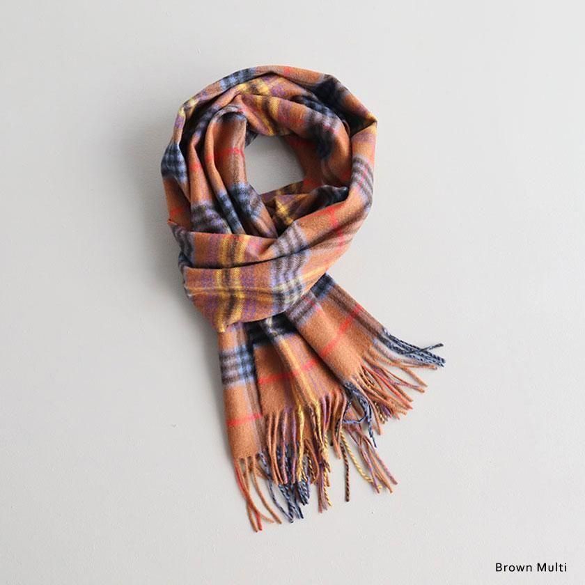 Johnstons of Elgin カシミヤ 中判チェックスカーフ の通販。- AIDA