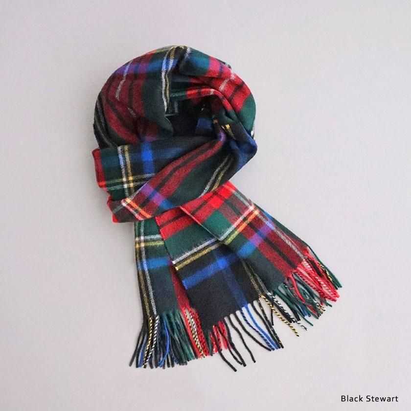 Johnstons of Elgin カシミヤ 中判チェックスカーフ の通販。- AIDA