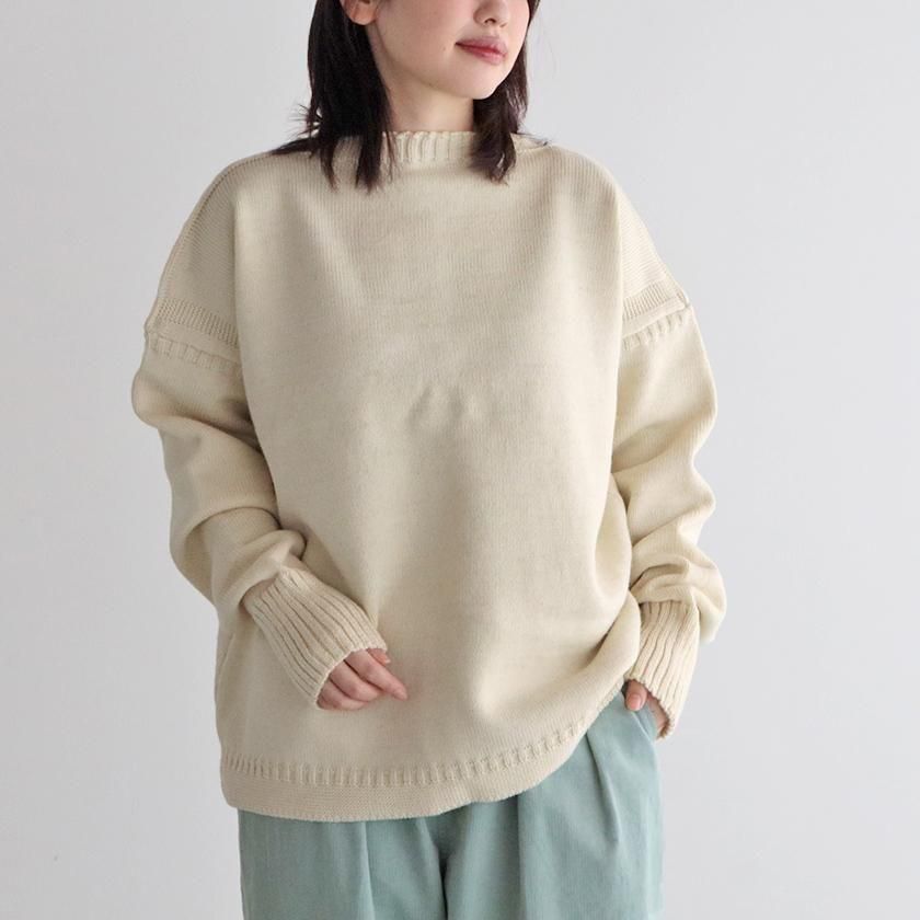 Le Tricoteur OFF SHOULDER CROPPED GUERNSEY SWEATER