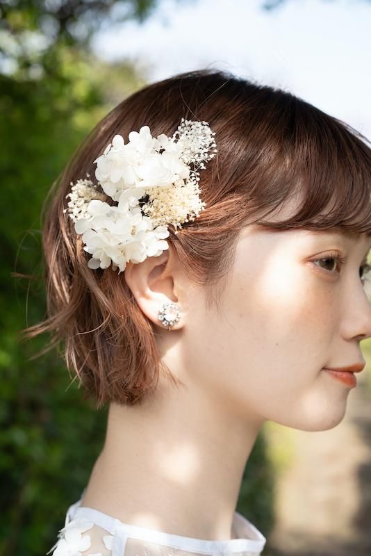 ホワイトあじさいとユーカリの髪飾り10本セット
