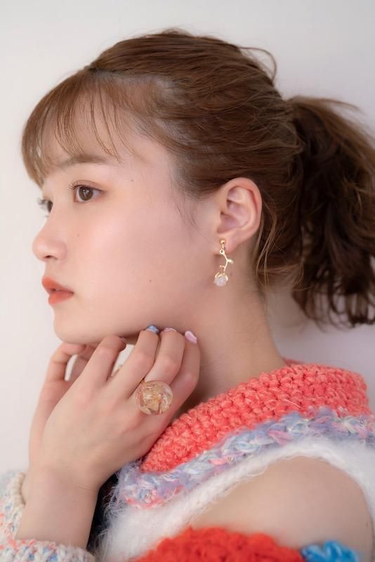 Rose earrings ホワイト ( イヤリング or ピアス )