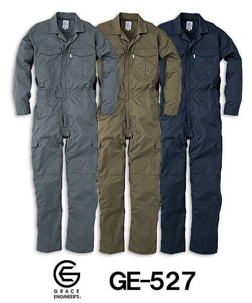 GE-527シャドーストライプ・サマー長袖つなぎ【春夏用】 - SK